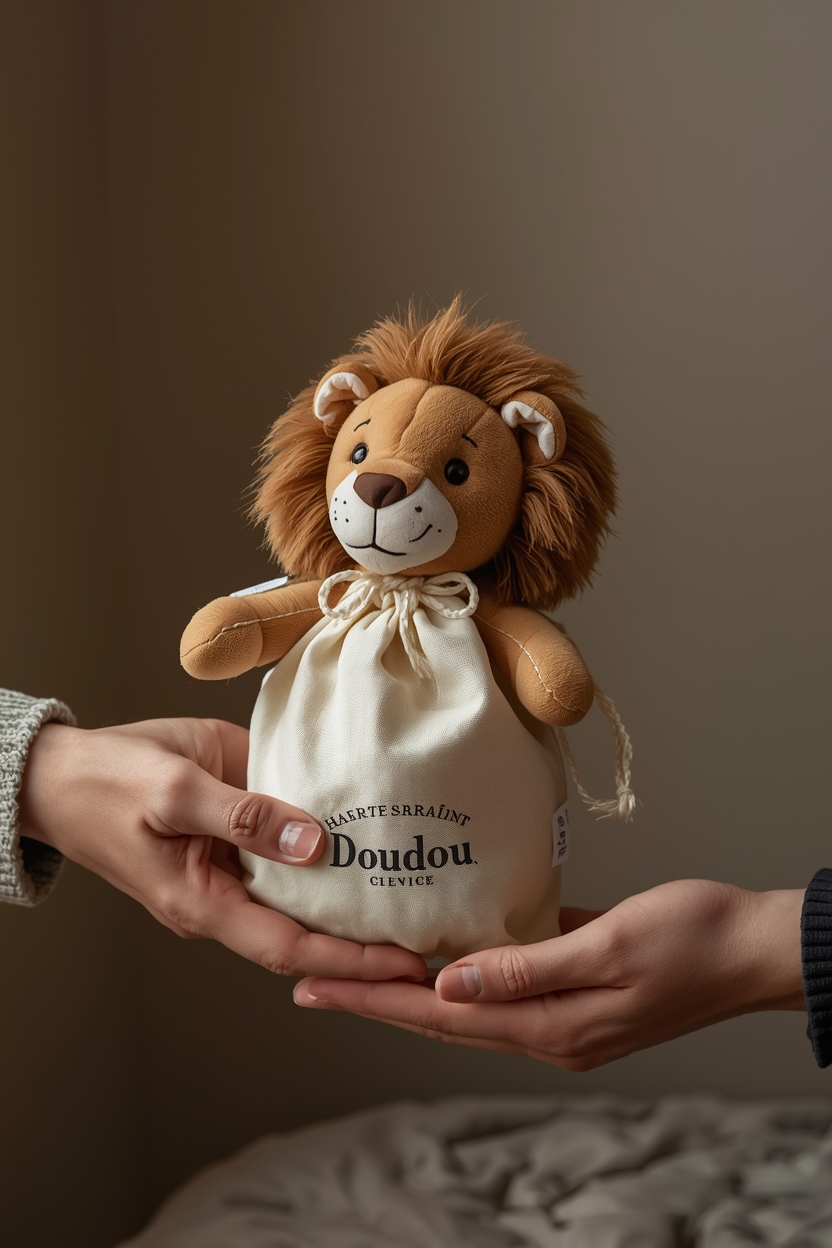 Remise d’un doudou à un nouveau-né